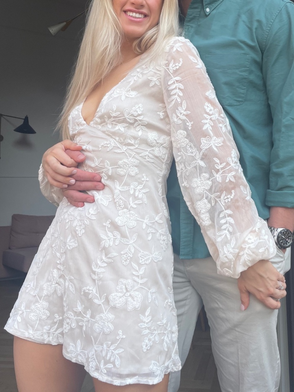 Revolve White Lace mini dress